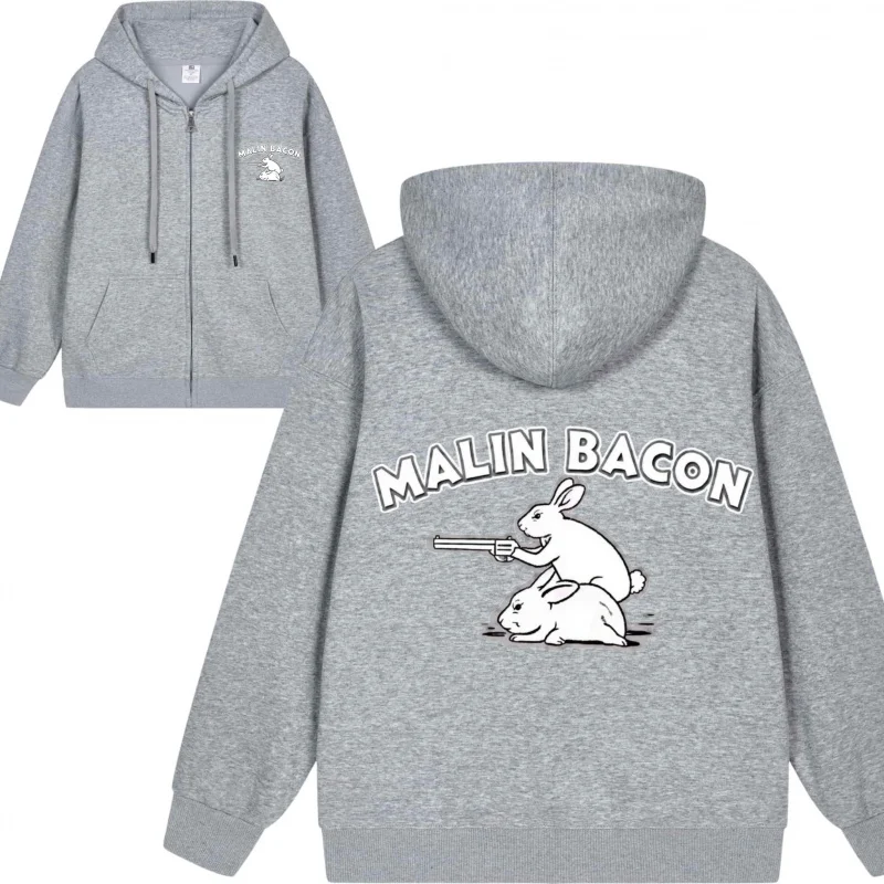 Men's Zip-Up Hoodie Black Hoodie With White Logo 2025 New Style Casual Couples’ Style Casual and Loose