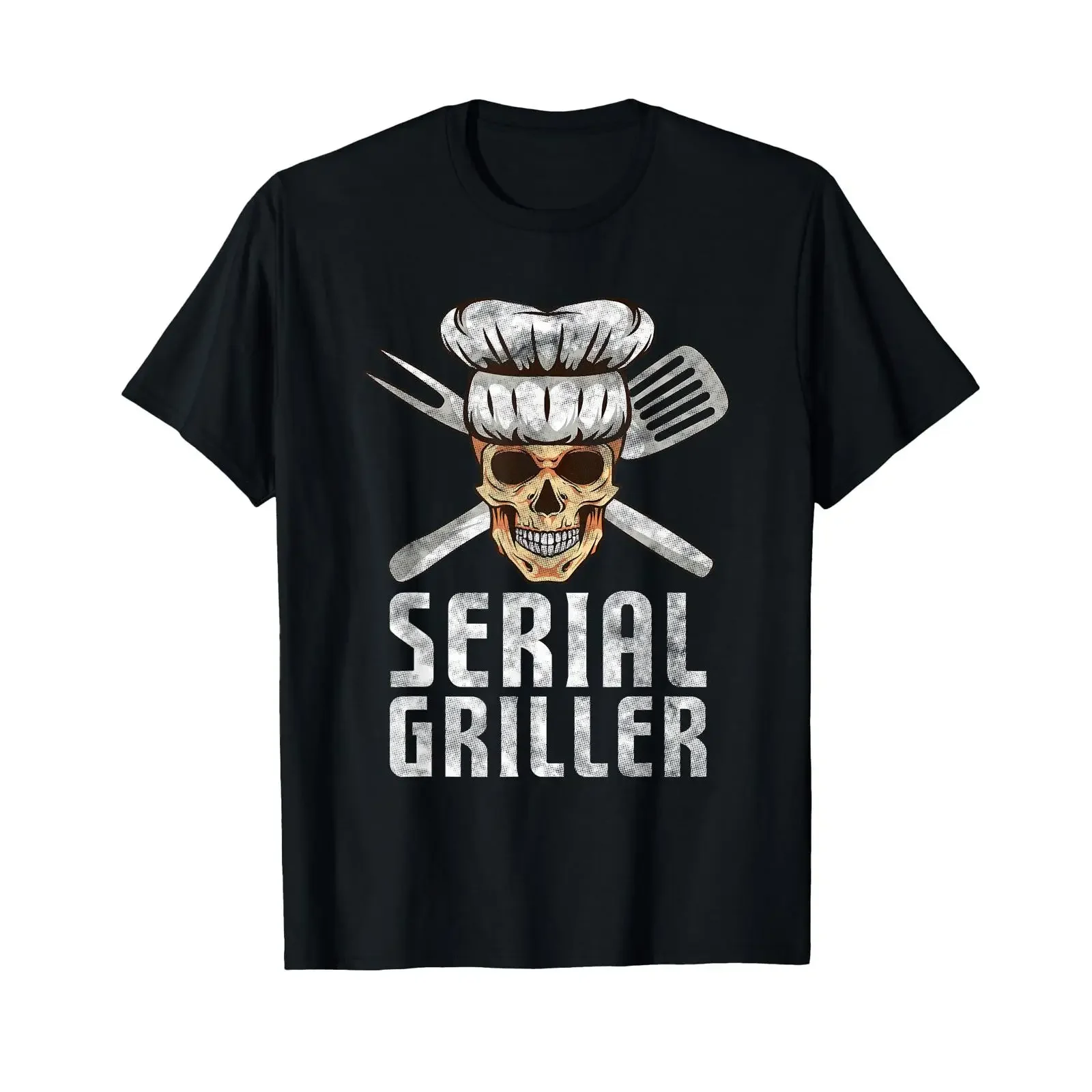 Serial Griller BBQ Funny Barbeque T Shirt Black S vintage Washed fashion Comfortable homme Stylish Unisex Casual