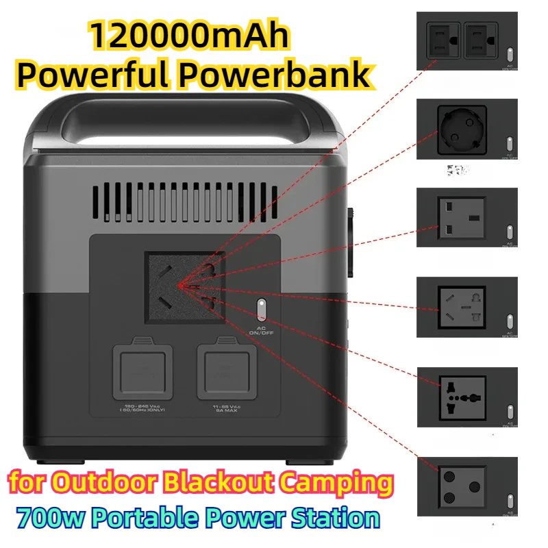 

120000mAh Powerful Powerbank for Outdoor Blackout Camping 700w Portable Power Station 15W Max Wireless Charge