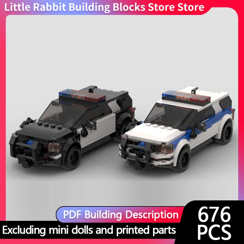 Speed Racing Car Model MOC Building Bricks Explorer Police Cruiser Modular Technology Children Holiday Gifts Assemble Toys Suit