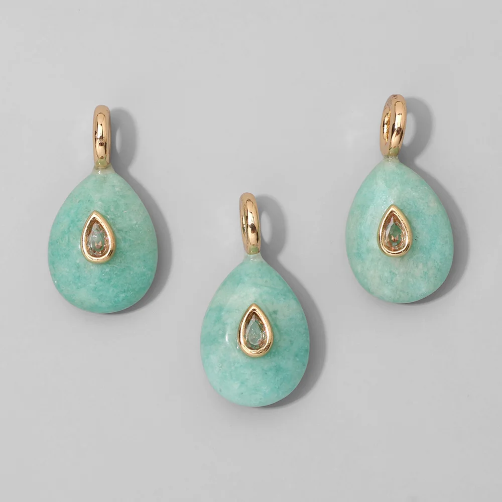 2PCS Teardrop Natural Stone Pendant Tiger Eye Amethyst Labradorite Quartz Opal Charms For Jewelry Making DIY Necklace Earrings view 4