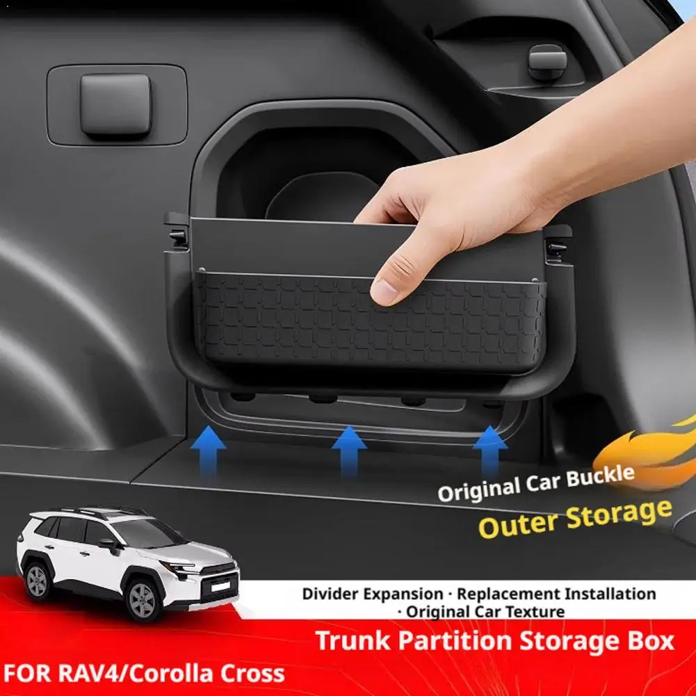 

Trunk Side Storage Box For 2020-2025 RAV4 & Corolla Cross, Tail Compartment Partition Organizer With Buckle Installation