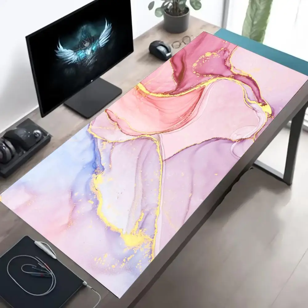 Розовый мраморный коврик для мыши Art Mausepad Большой игровой нескользящий коврик для мыши со швами Ноутбук Планшет Геймер Коврик для клавиатуры Мини-ПК Playmat