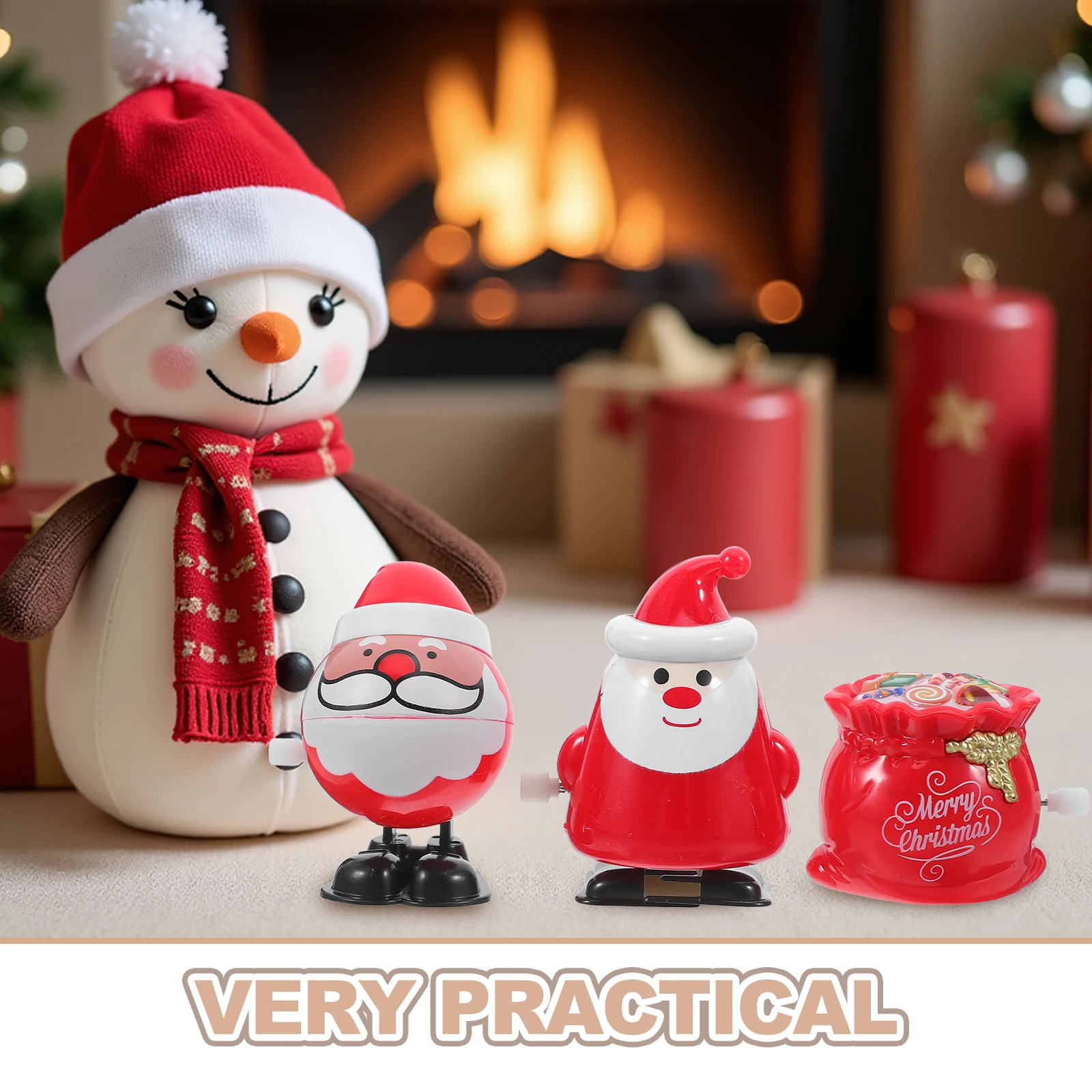 1Set Christmas Festive Winding Santa Claus Snowman Reindeer Holiday Party Favor Creative Portable Spring Children Games