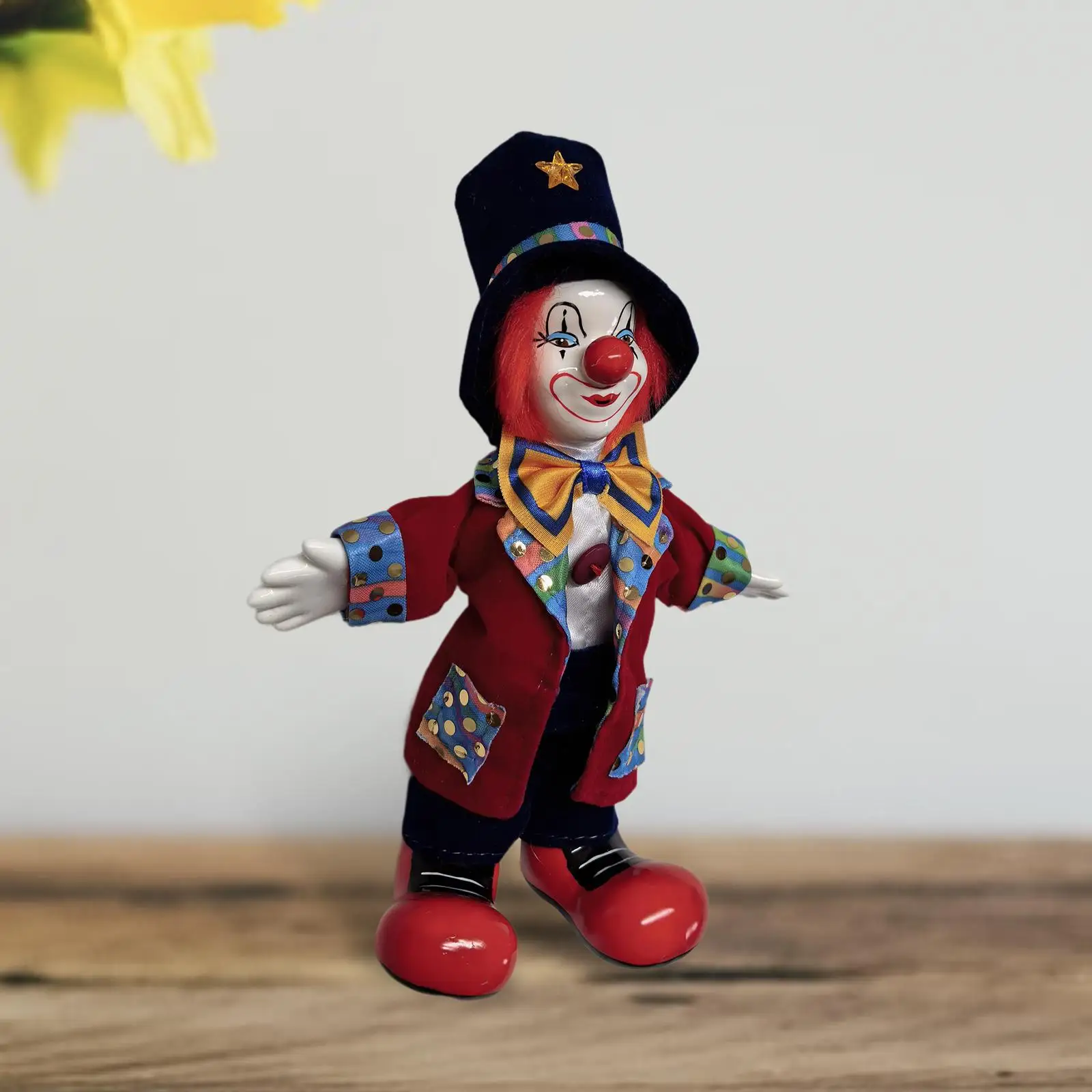 

Clown Doll Porcelain Collectible Victorian Miniature Articulated Figure Ornament for Home Table Gift