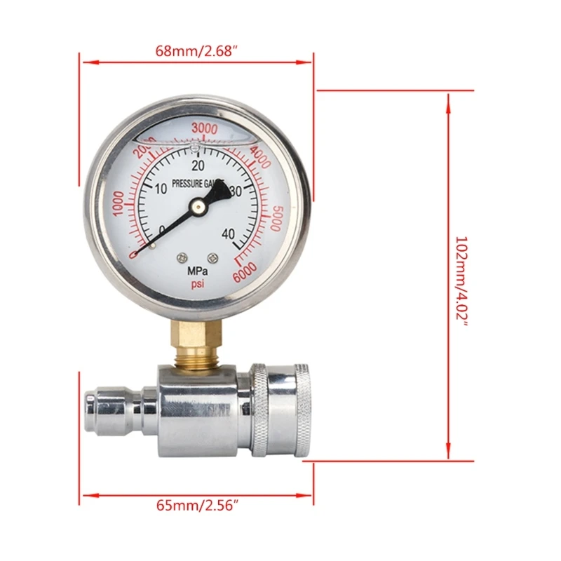 High Stability Pressure Washer Gauges 6000psi QuickConnect Pressure Gauges with 3/8\