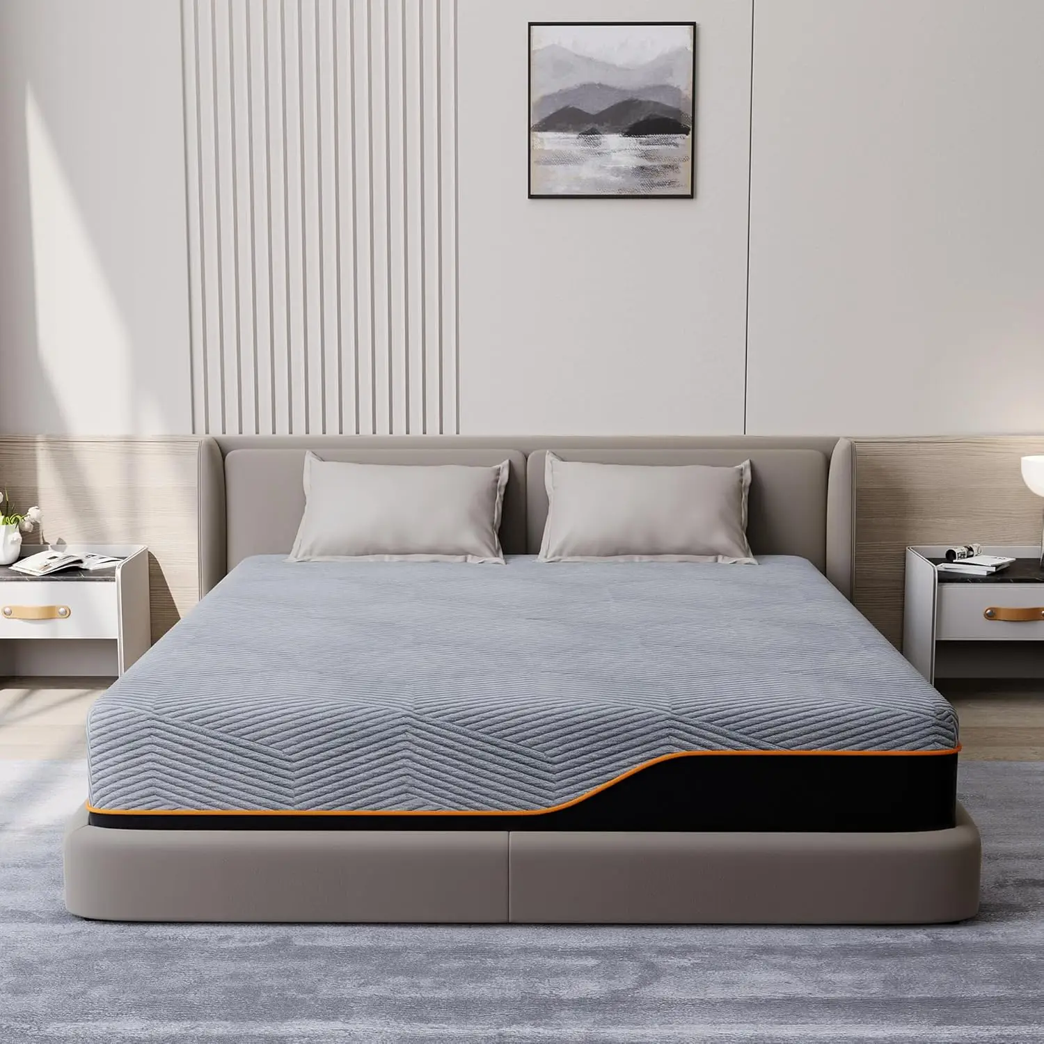 

King Memory Foam Mattress 14 inch - 14 inch Mattress with Cooling Gel Memory Foam for Pressure Relief, Dark Grey