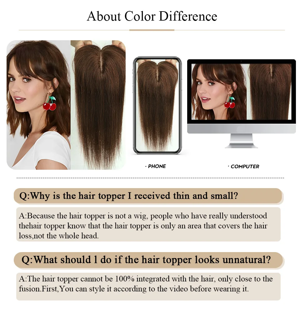 Remy 100% cabelo humano toppers base de seda peruca marrom com clipes natural olhando peruca para mulheres com desbaste cabelo festa diária