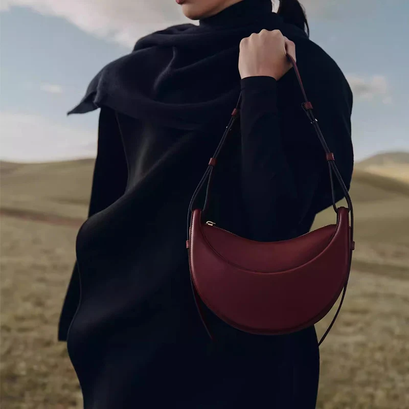 

Retro niche single-shoulder armpit crescent-shaped bag, semi-crescent armpit single-shoulder bag, single-shoulder crossbody bag