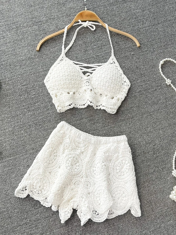 Women White Two Piece Suit Vintage Sleeveless Lace Crop Top with Mini Skirt Vintage Y2k Skirt Sets Outfit 2000s Cutecore Clothes