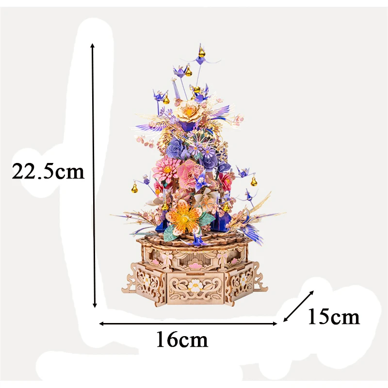 Diy 3d Metalen Puzzel Eeuwige Fower Muziekdoos Miniatuur Model Kits Assemblage Puzzel Voor Vrienden Verjaardagscadeaus Home Decor