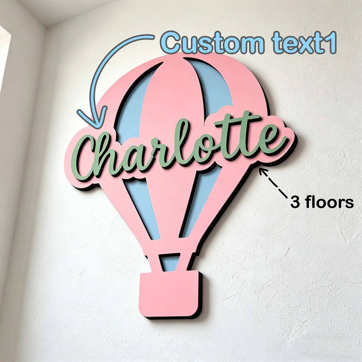 1pc Customized Wooden Hot Air Balloon Ornament, Custom Content, Home Decoration, Wall Decoration, Children's Day Gift - view 3