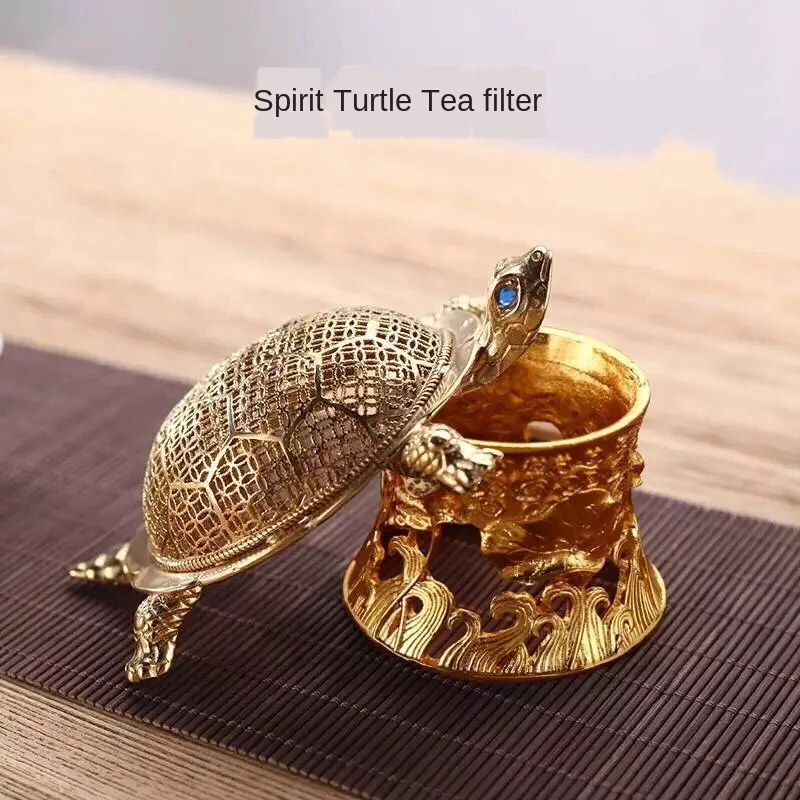 Pure Copper Turtle Tea Tray Bubble Tea Strainer Net  Accessories Filter Gold Mesh Strainer