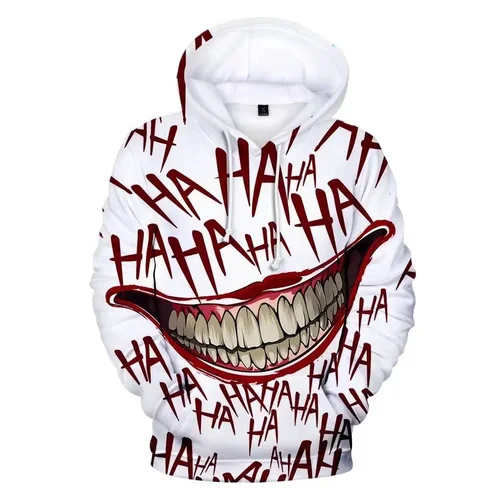 Haha joker sudadera con estampado 3D sudaderas con capucha hombres/mujeres Hip Hop divertida ropa de calle de otoño estilo fino Sudadera con capucha de gran tamaño para parejas ropa
