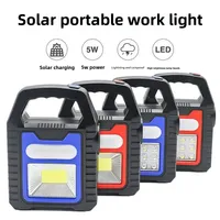 Portable Solar Lantern COB LED Work Lamp Waterproof Emergency Spotlight USB Rechargeable Handlamp Outdoor Hiking Camping