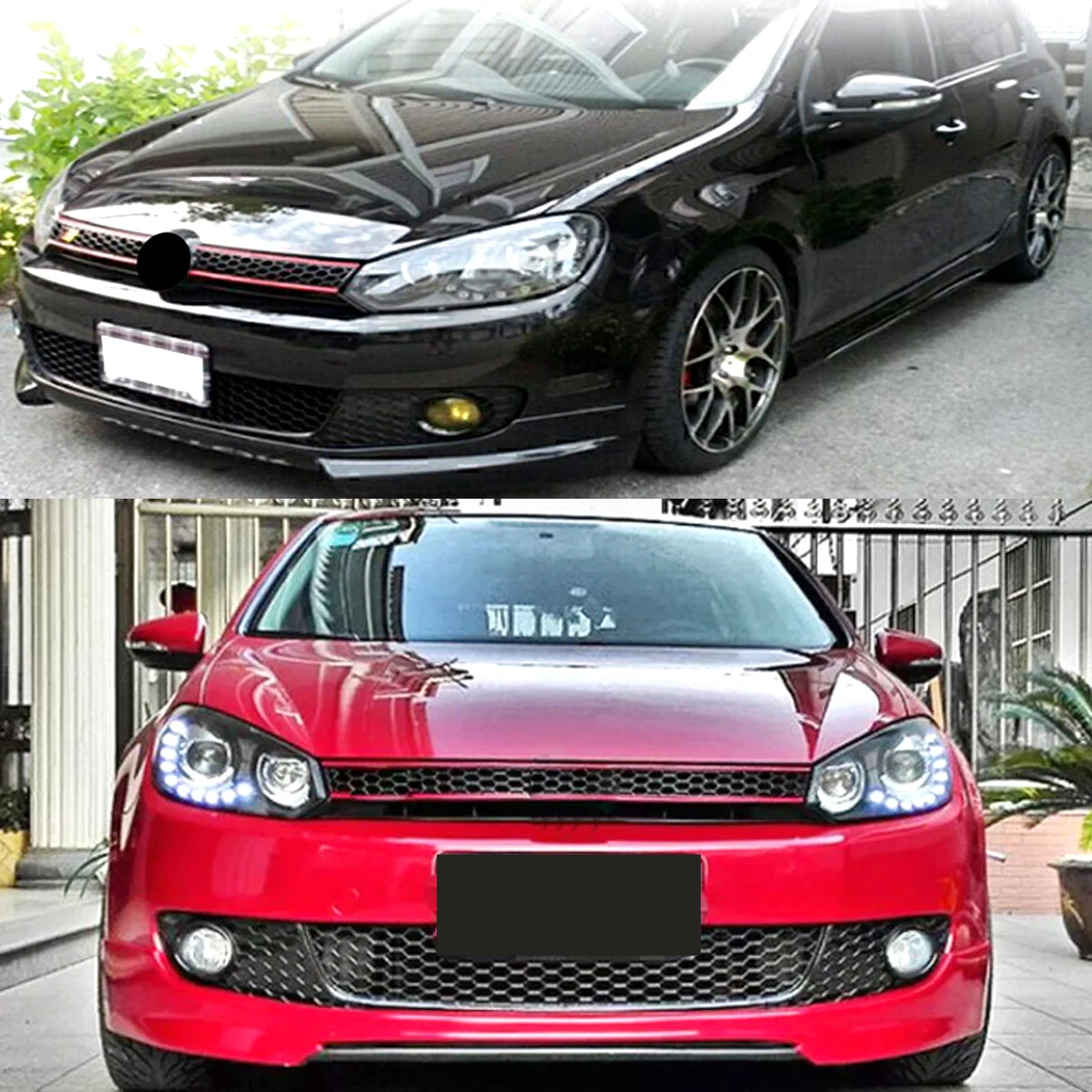 Front Lower Grille & Fog Light Grills Assembly Fit For VW Jetta Golf MK6 2009-2013 Black Air Inlet Mesh Grills Body Kit