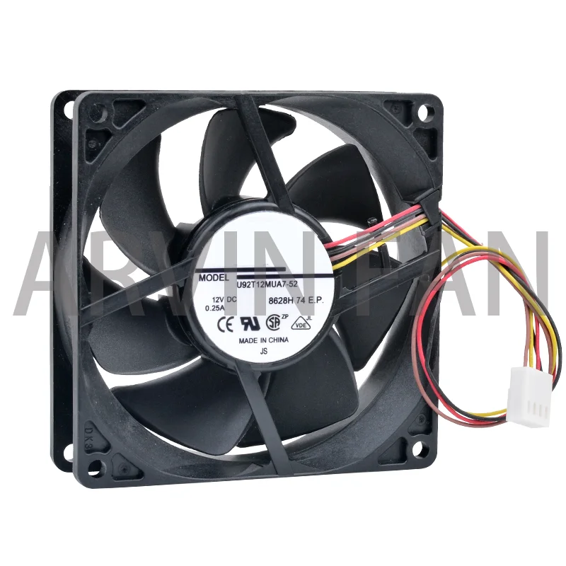 Brand New Original U92T12MUA7-52 9cm 9025 92x92x25mm 92mm Fan 12V 0.25A 4 Line Pwm Computer Chassis CPU Cooling Fan