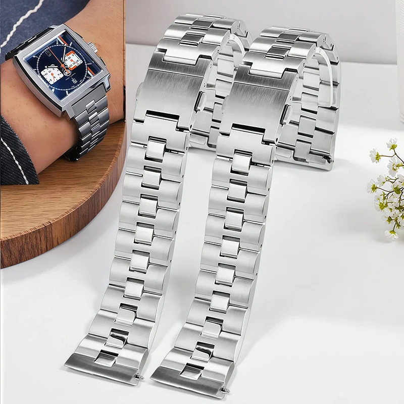 High quality Solid stainless steel watchband for Tag Heuer Monaco CBL2111 CBL2180 CBL2113 CBL2115 BA0644 Silver watch strap 22mm