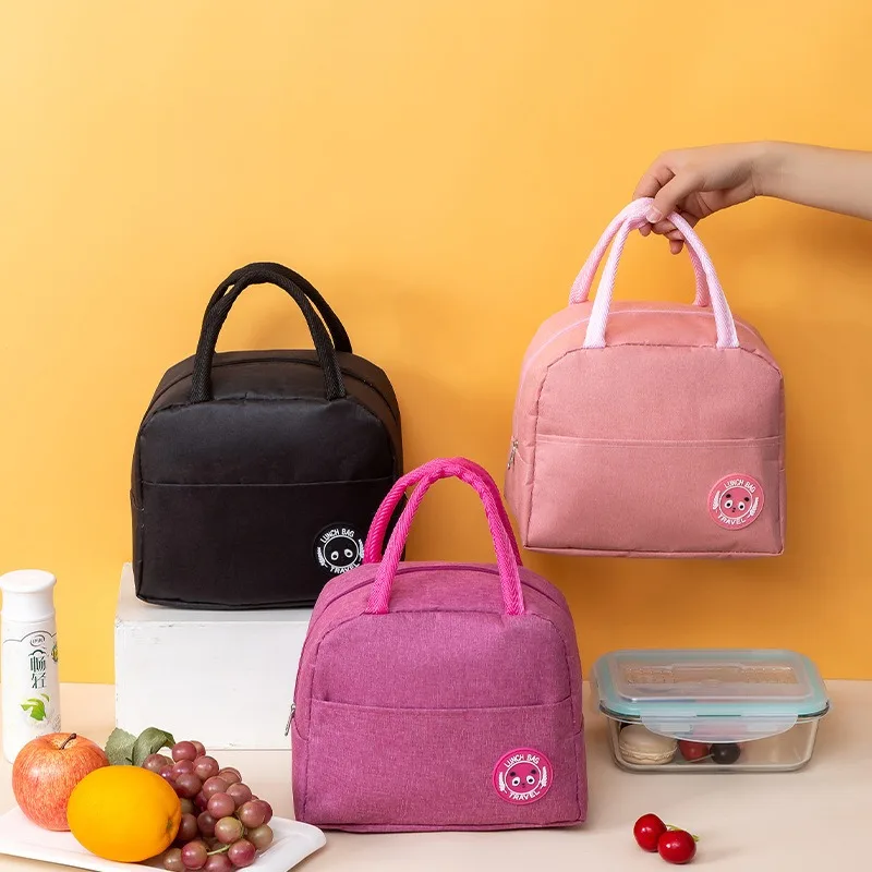 

Student Lunch Bag Hand-held Insulation Bag Children's Solid Color Simple Lunch Box Bag Portable and Lightweight Insulation Bag