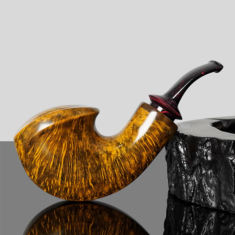 

MUXIANG handmade briar tobacco pipe warm snuff pipe Cumberland vulcanized rubber pipe mouthpiece bowl id 20mm Father's Day gift