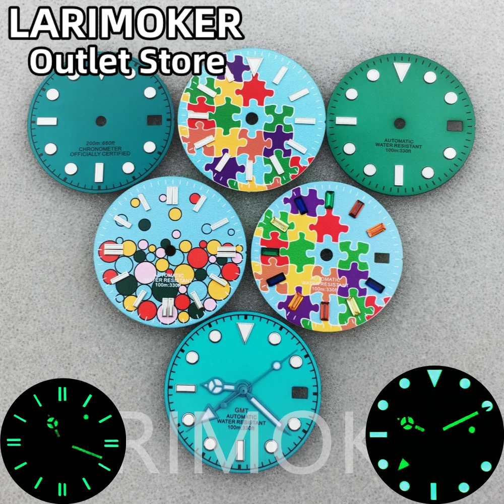 

Комплект наручных часов LARIMOKER 29 мм, мужские часы с циферблатом синего и зеленого цвета, подходит для NH35A, NH36A, PT5000, MIYOTA GMT, аксессуары для часов