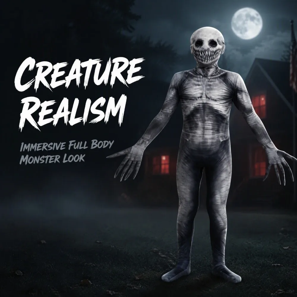 Zombie Halloween Cosplay Costume Elastic Polyester Cosplay Clothing Props Dress Up Decoration Skeleton Costume Halloween Cosplay