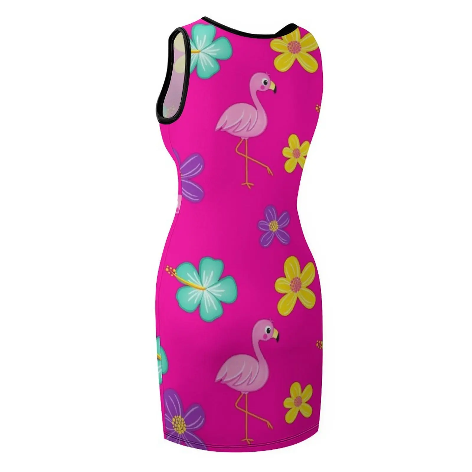 Flamingos and Flowers Pink Sleeveless Sundress Woman dresses Evening dresses