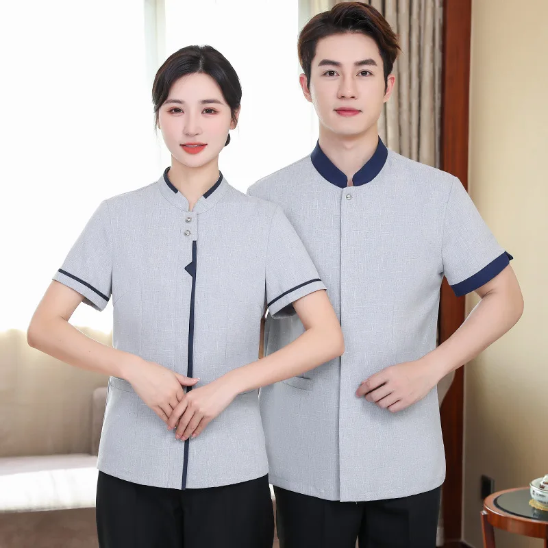 Uniforme de servicio de limpieza de estilo chino, manga corta, Hotel, Hotel, habitación de invitados, medicina tradicional china, cuidado de la salud