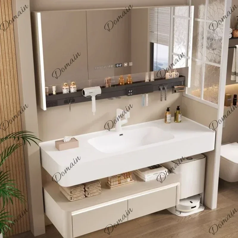 BXX Modern Simple Washbasin Vintage Vanity Bathroom Cabinets Storage Mirrors Mobiletto Bagno Furniture Light White Bathroom Cabi