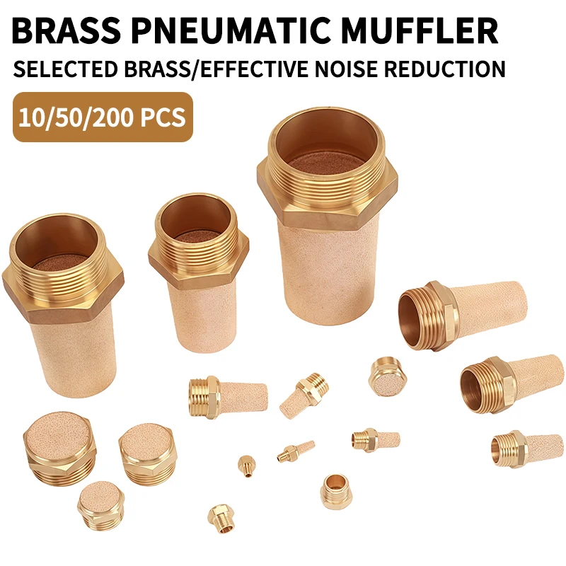 Pneumatic Exhaust 1/8 1/4 3/8 1/2 BSP Male Thread For Air Noise Brass Adjustable Long Short BSL M5