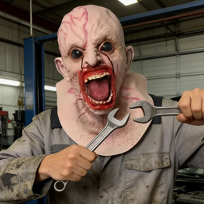 

Ужасающие маски зомби, жуткие аксессуары для Хэллоуина, костюмы для ролевых игр на вечеринках для взрослых, реквизит, жуткие маски зараженных зомби.