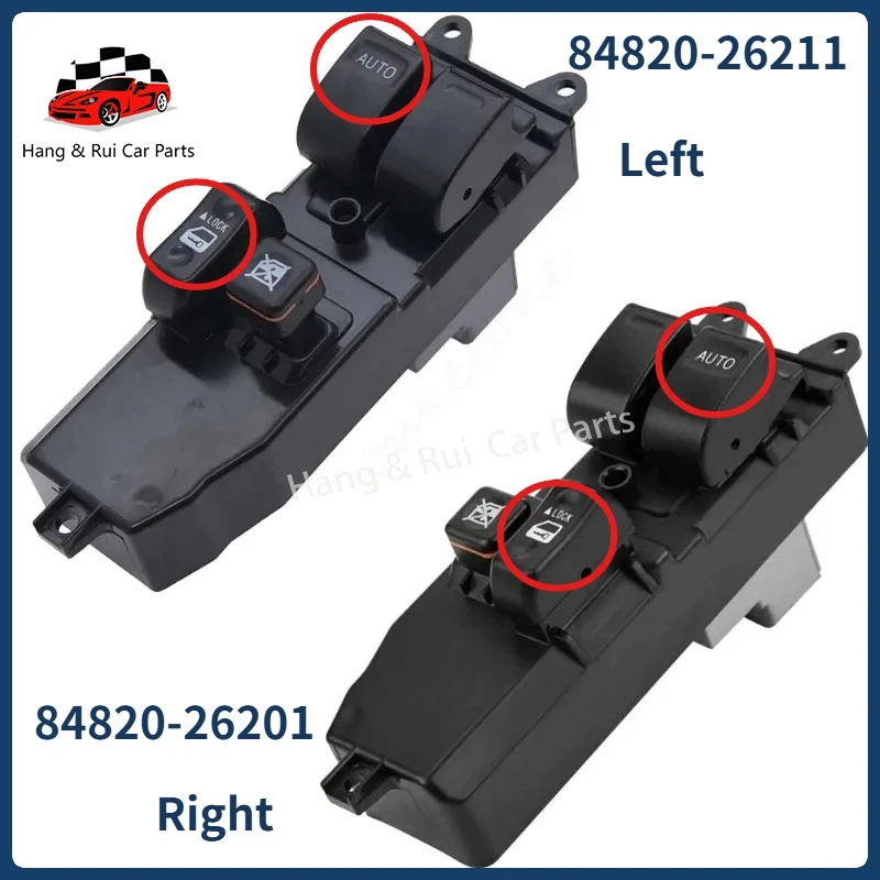

84820-26211 84820-26201 Power Window Control Switch For Toyota Hiace 2006-2013 KDH20 TRH20 Front Left Right Side 14Pins