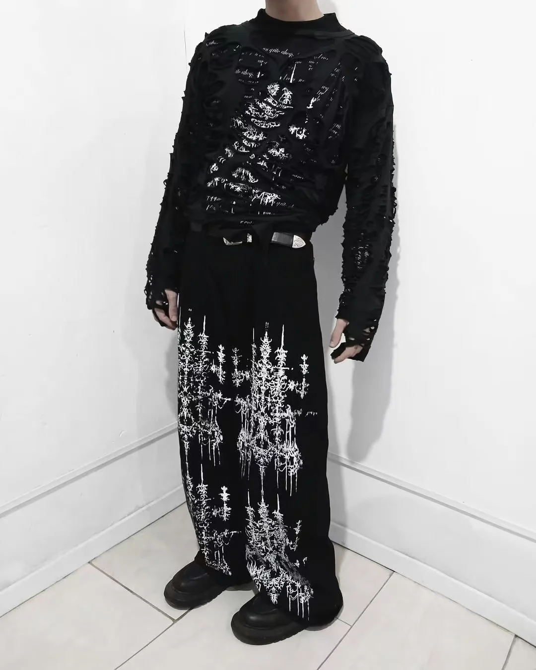 

Y2K New Harajuku Fashion Street Clothes Stripe Print Black Baggy Jeans Men Women Gothic Skateboard Pants Vintage Wide leg pants