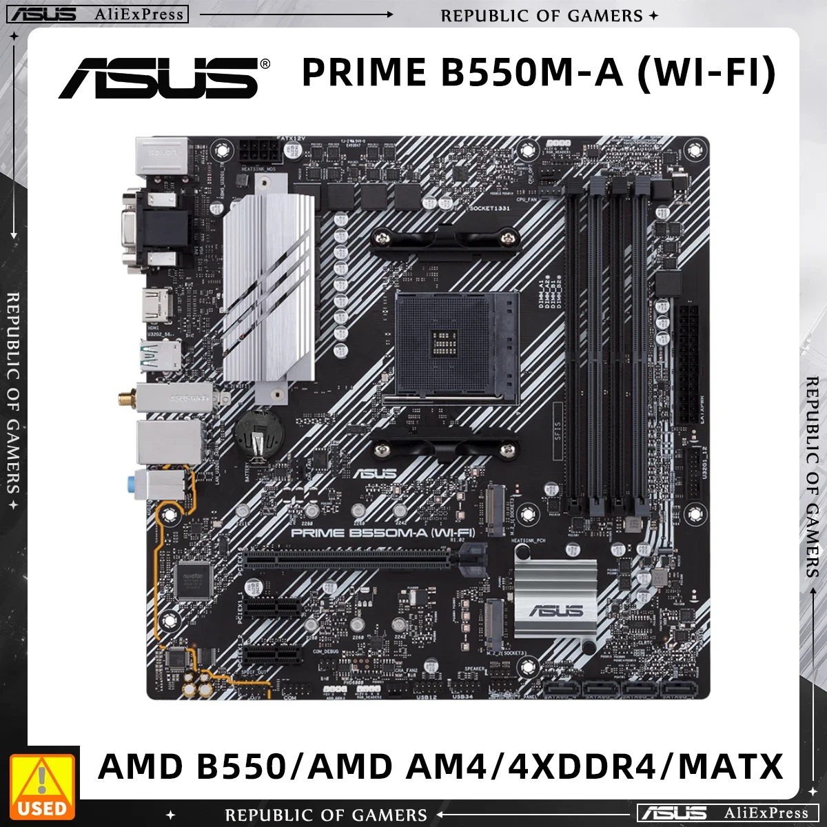 ASUS PRIME B550M-A (WI-FI) Used Motherboard With AMD B550 Chipset AM4 Socket for Ryzen 7 3800x Supports 4x DIMM Max. 128GB DDR4