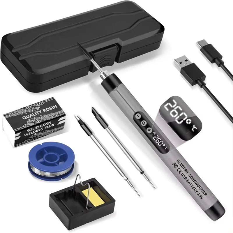 Mini kit de ferro de solda sem fio usb portátil ferro de solda com lcd kit de solda de temperatura ajustável