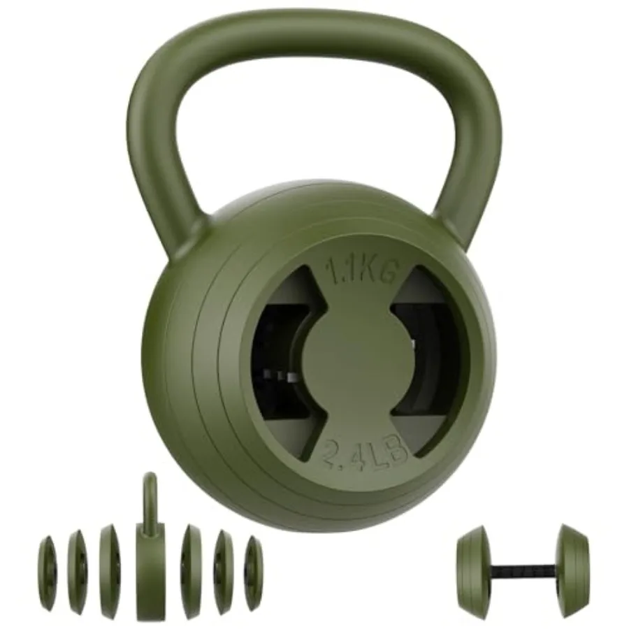 

2-in-1 Adjustable Kettlebell, 15-45 LB Kettlebells Weight Set with Wide Grip, 4.8-30 LB Dumbbell Weights for Home Gym Strength