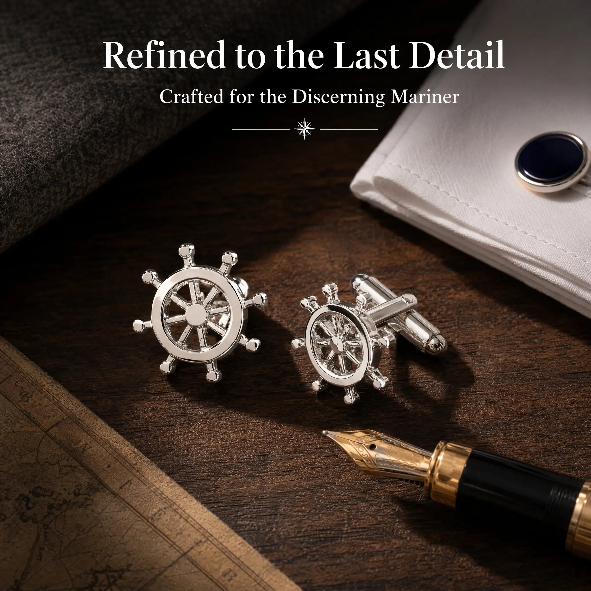 1Pair Ship Steering Wheel Cufflinks for Men High Quality Eco Friendly Odorless Fashion Stylish Decorative Shirt Fasteners