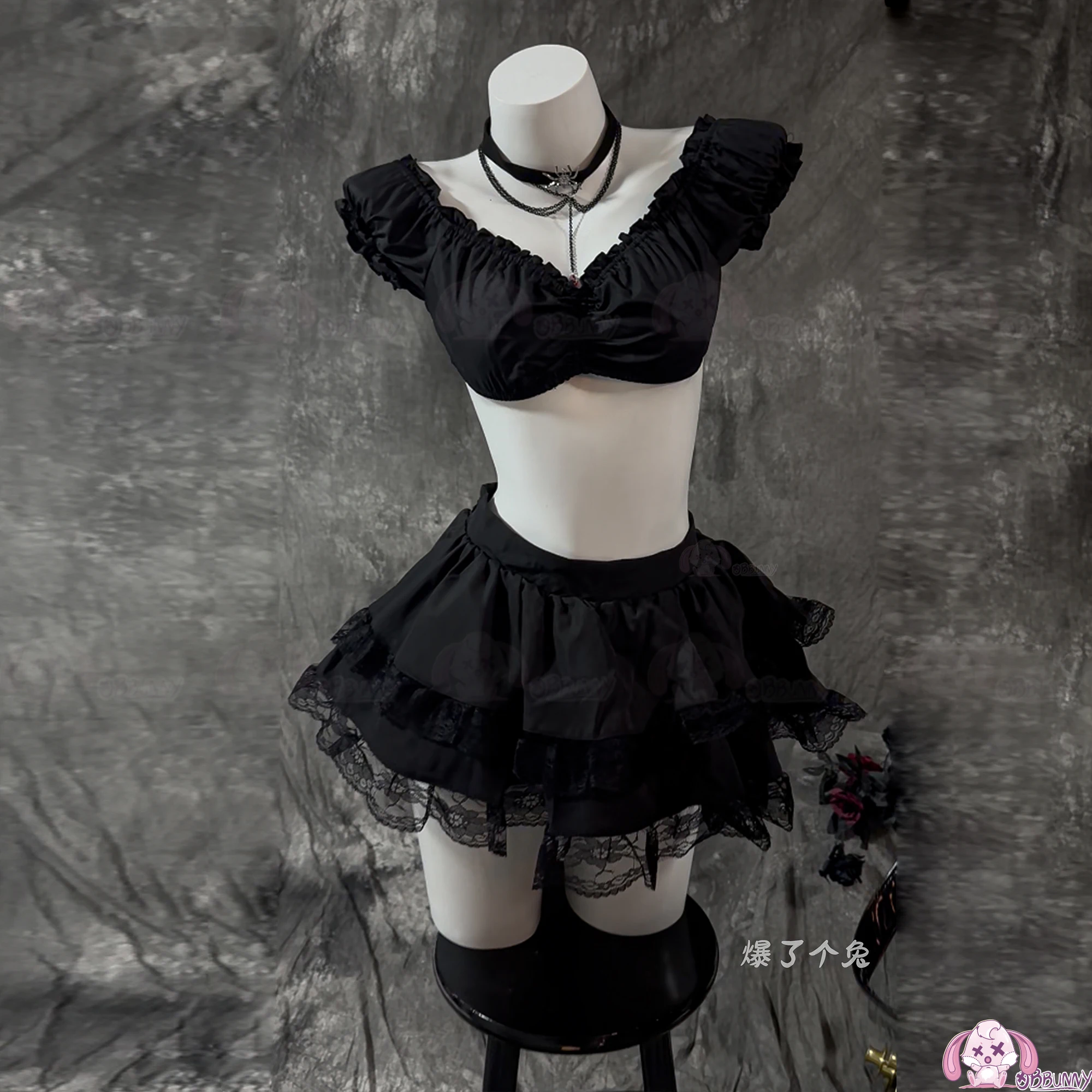 Halloween Gothic Skull Short Dress Cosplay Lolita Punk Steampuff Black Corset Outfit Jirai Kei Halloween Christmas Costume Anime view 3