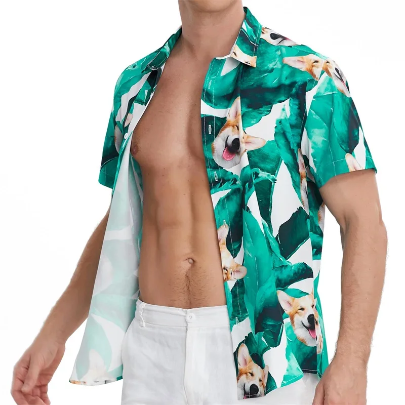 Heren Ei Patroon Print Strandshirts Casual Korte Mouwen Tropische Hawaiiaanse Shirts Voor Mannen Grappig Button Down Shirt Kleding