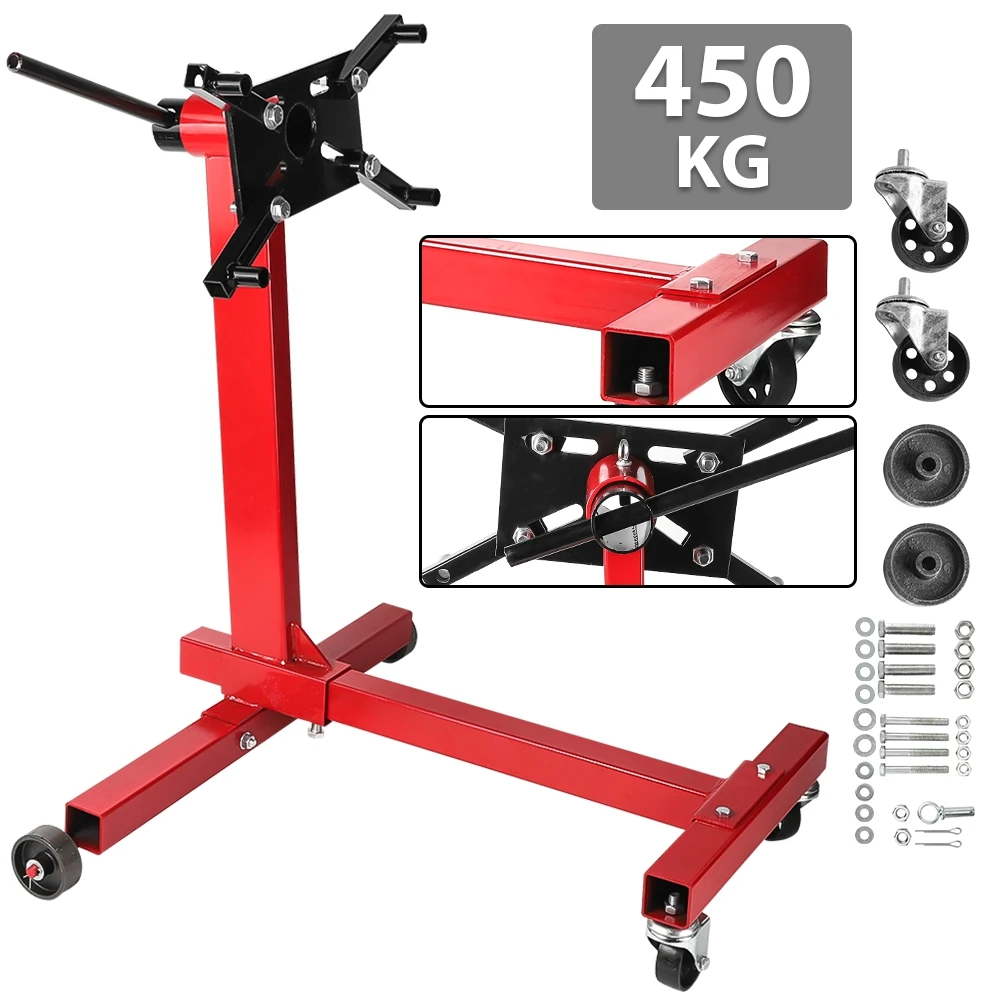 Image of Motorständer 450kg Drehbarer Motorständer mit 360 Grad Verstellbarem Kopf Motorwendehilfe für Fahrzeugreparatur