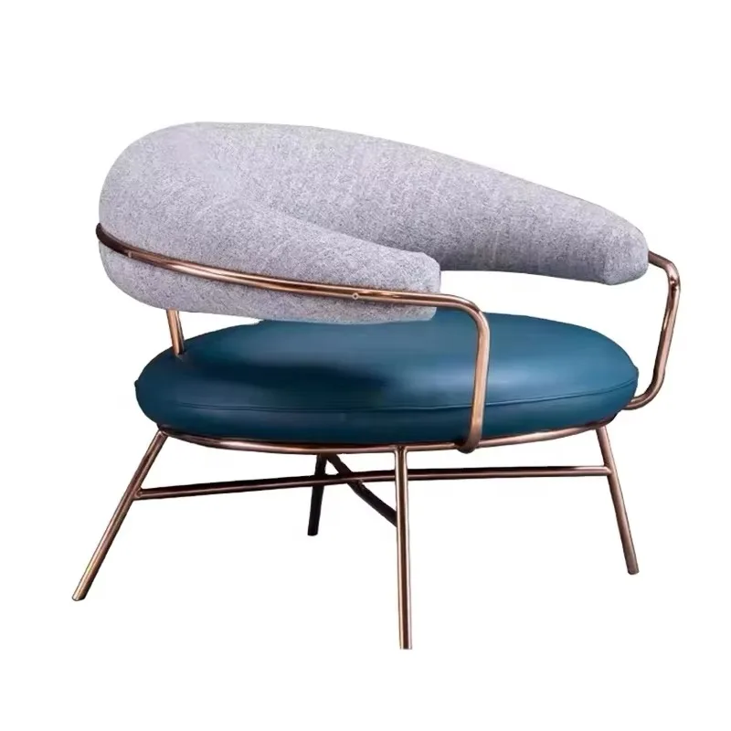 North Style Simple Modern New  Leisure Chairs With Metal Leg Living Room Waiting Room Round  Chair