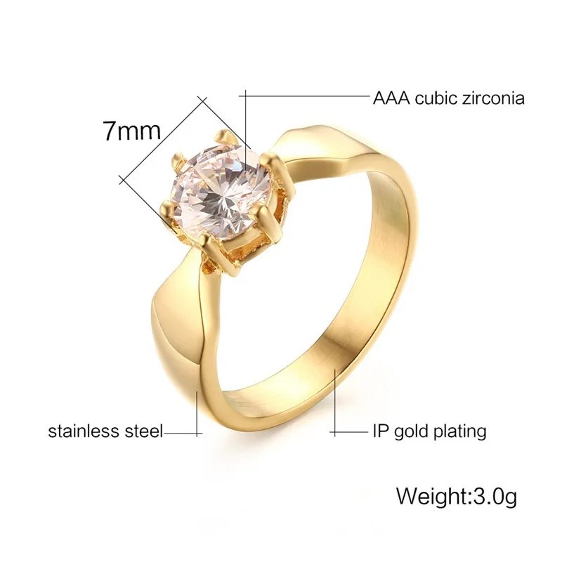 Meaeguet Ladies Prong Setting CZ Engagement Rings Wedding Bands For Women Gold Color