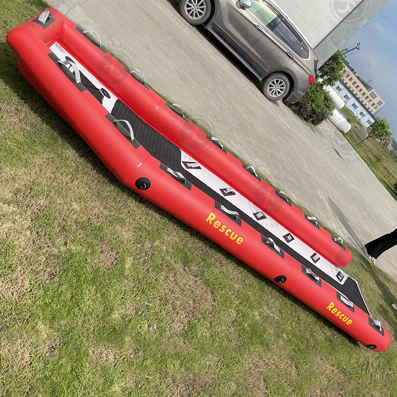 Wholesale Fishing Pvc Pontoon Boat Inflatable Fishing Rowing Boat Surf Jet Ski Rescue Sled Board With Teak