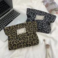 Fashion Leopard Print Women's Cosmetic Bags Portable Simple Ladies Makeup Case Handbags Outdoor Travel Female Wash Storage Bag