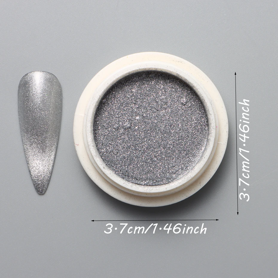 1 個のホログラフィックシルバーネイルパウダー - シルバーマジックミラーグリッターホログラフィックミラーとキャッツアイ効果ネイルラブダスト