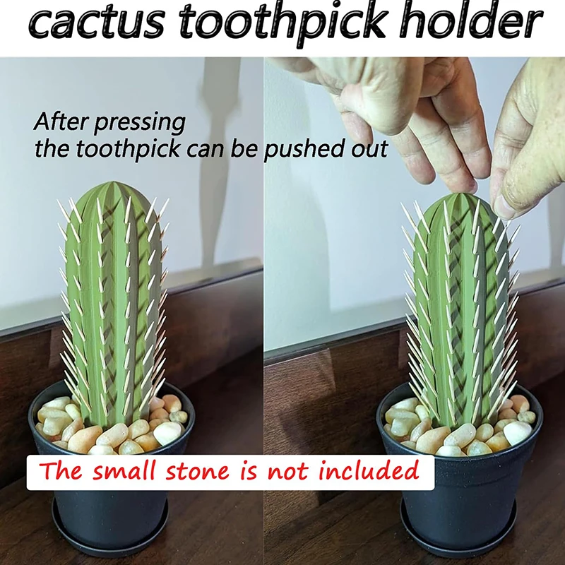 1pc Toothpick Holder 3D Printing Cactus Shape Toothpick Holder Simulation Bonsai Home Decor Toothpick Box