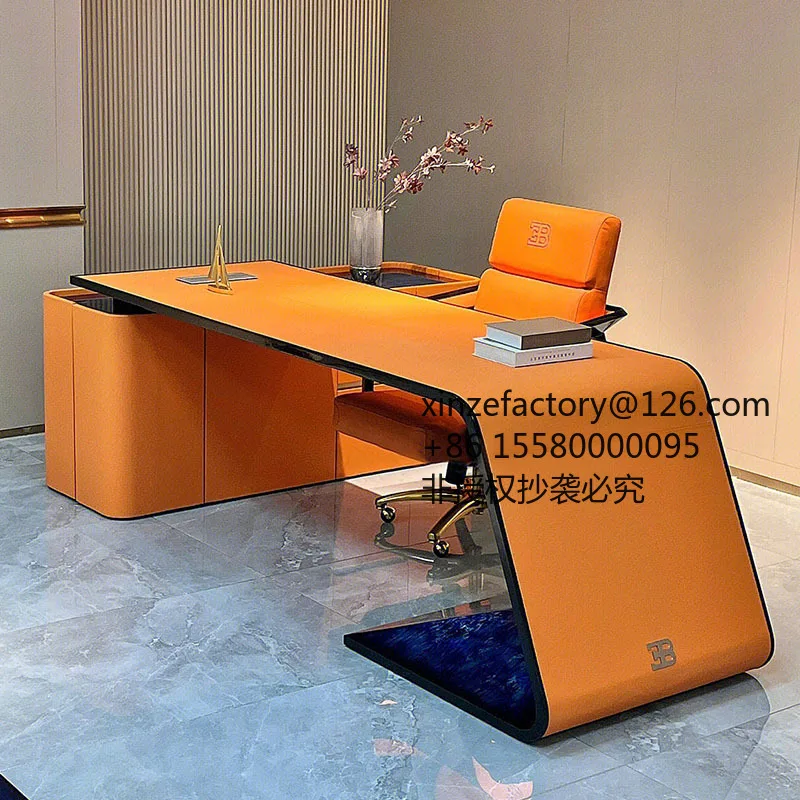 Factory Direct 2026 Top RatedItalian light luxury Bugatti solid wood desk designer model high-end storage desk furniture table a