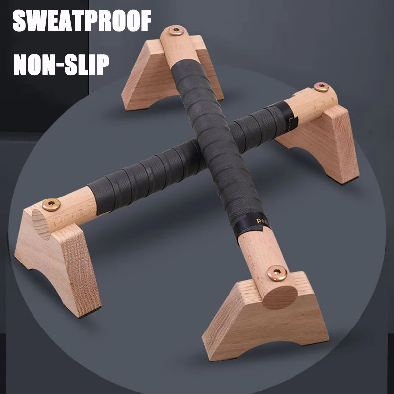 1Pair Wooden Push-up Stand Push Ups Rack Non Slip Parallel Rod Heavy Duty Push Up Grip Handle Push-up Bracket for Floor Workouts