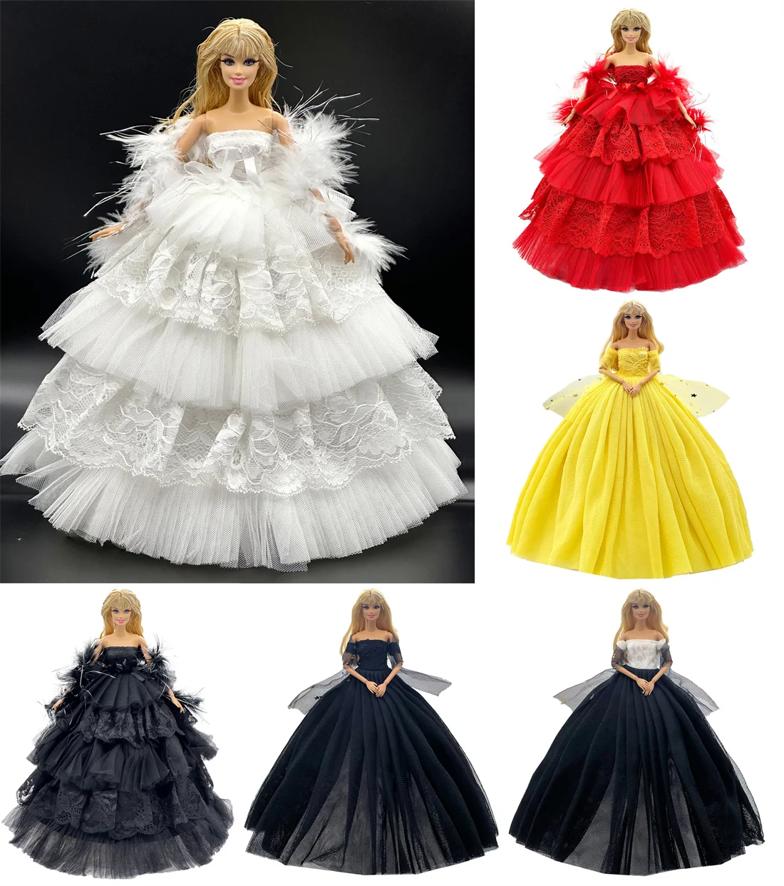 1 Set Cloth Doll Accessories Princess Dress + Shoes for 30cm 11 Inch Barbie Doll Kids or Birthday Gift AA