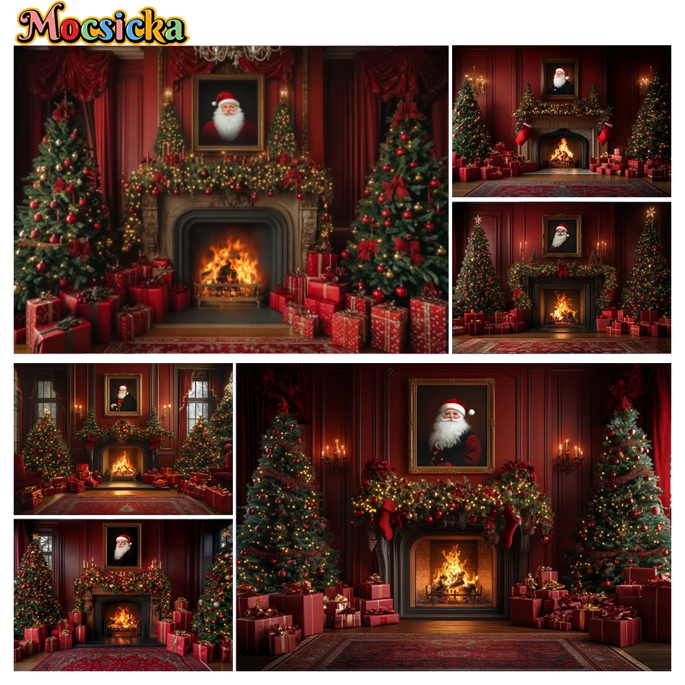 

Mocsicka Winter Christmas Photography Background Father Christmas Xmas Wreath Holiday Party Adults Photo Backdrops Studio